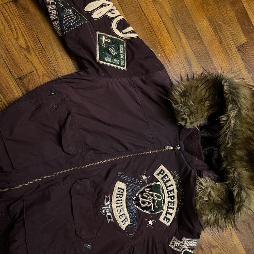 Authentic Wine pelle bomber good condition